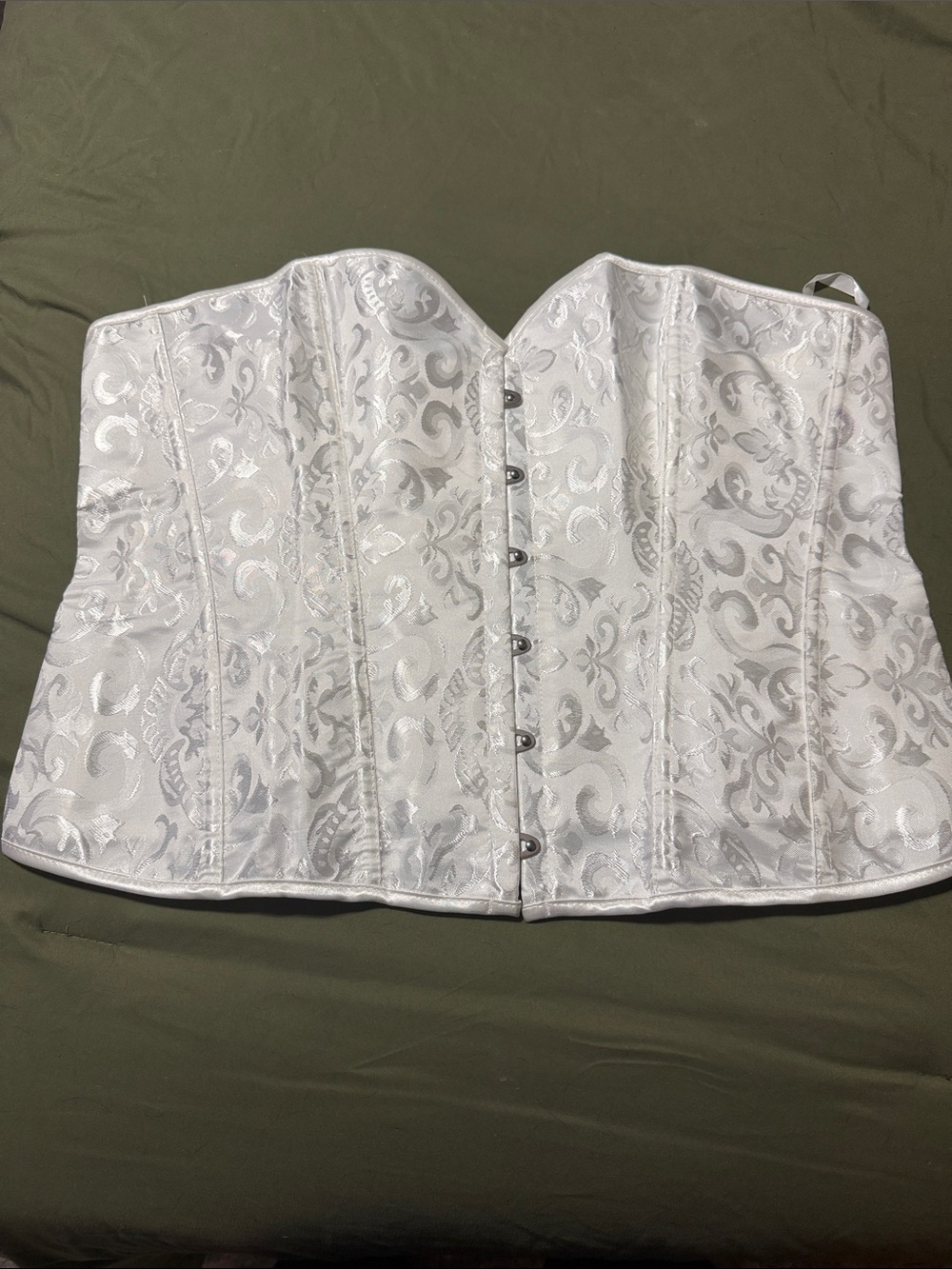 White Brocade Strapless Corset Bustier Top